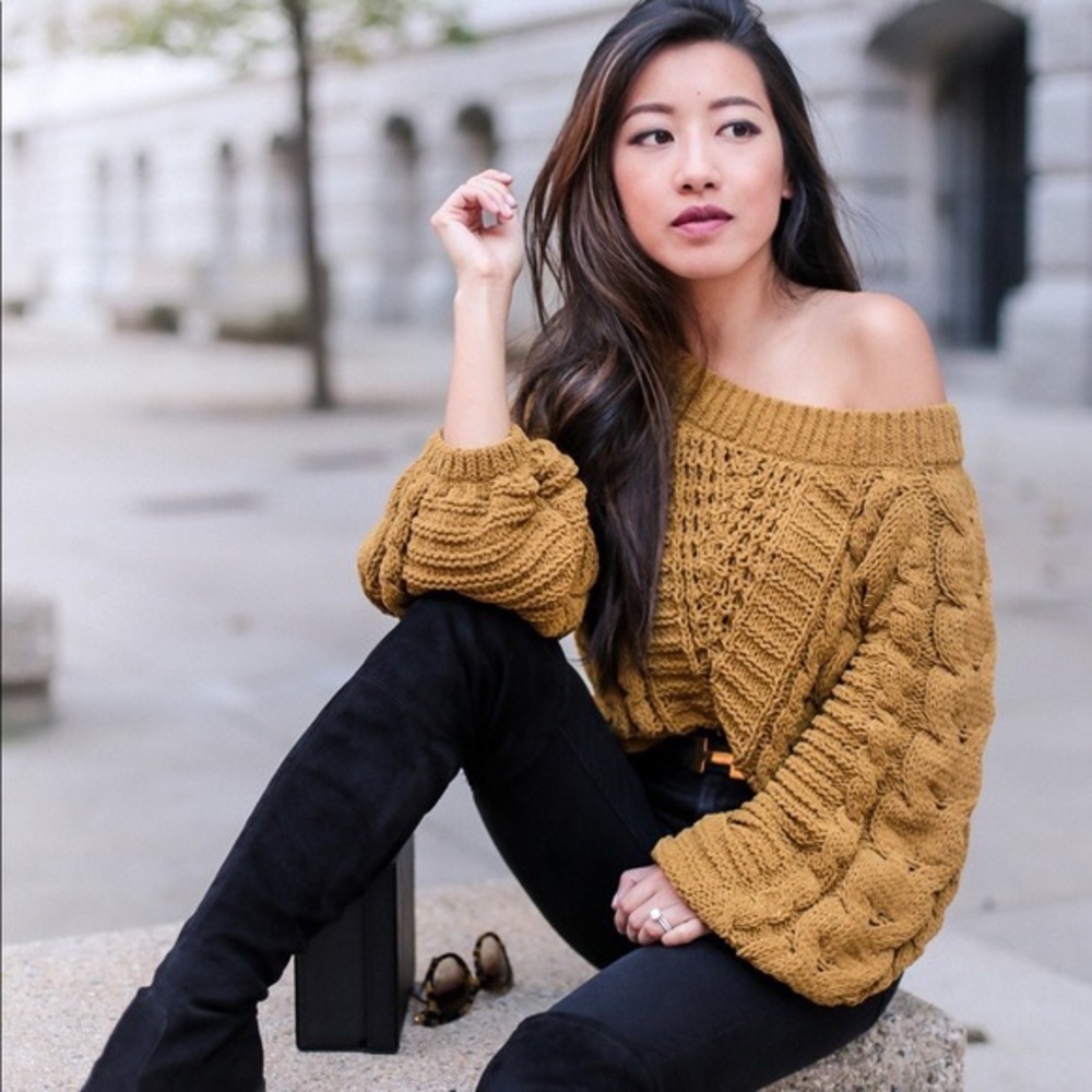 Express yellowish chenille sweater